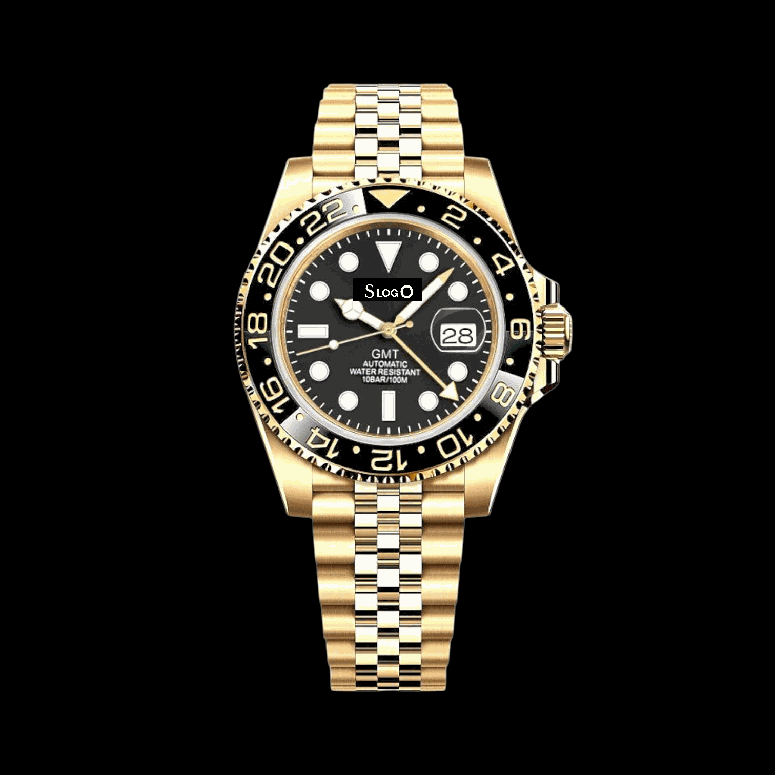Seiko Mod Custom Gold Black GMT Master - Modtime Creations 