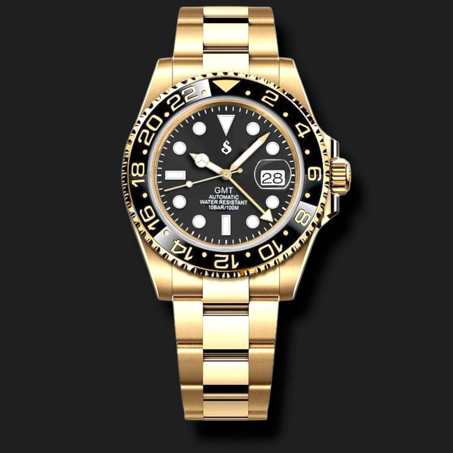 Seiko Mod Custom Gold Black GMT Master - Modtime Creations 