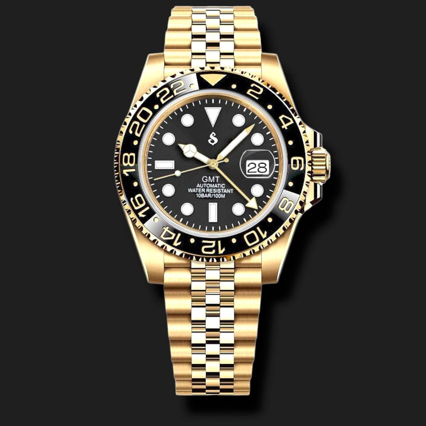Seiko Mod Custom Gold Black GMT Master - Modtime Creations 