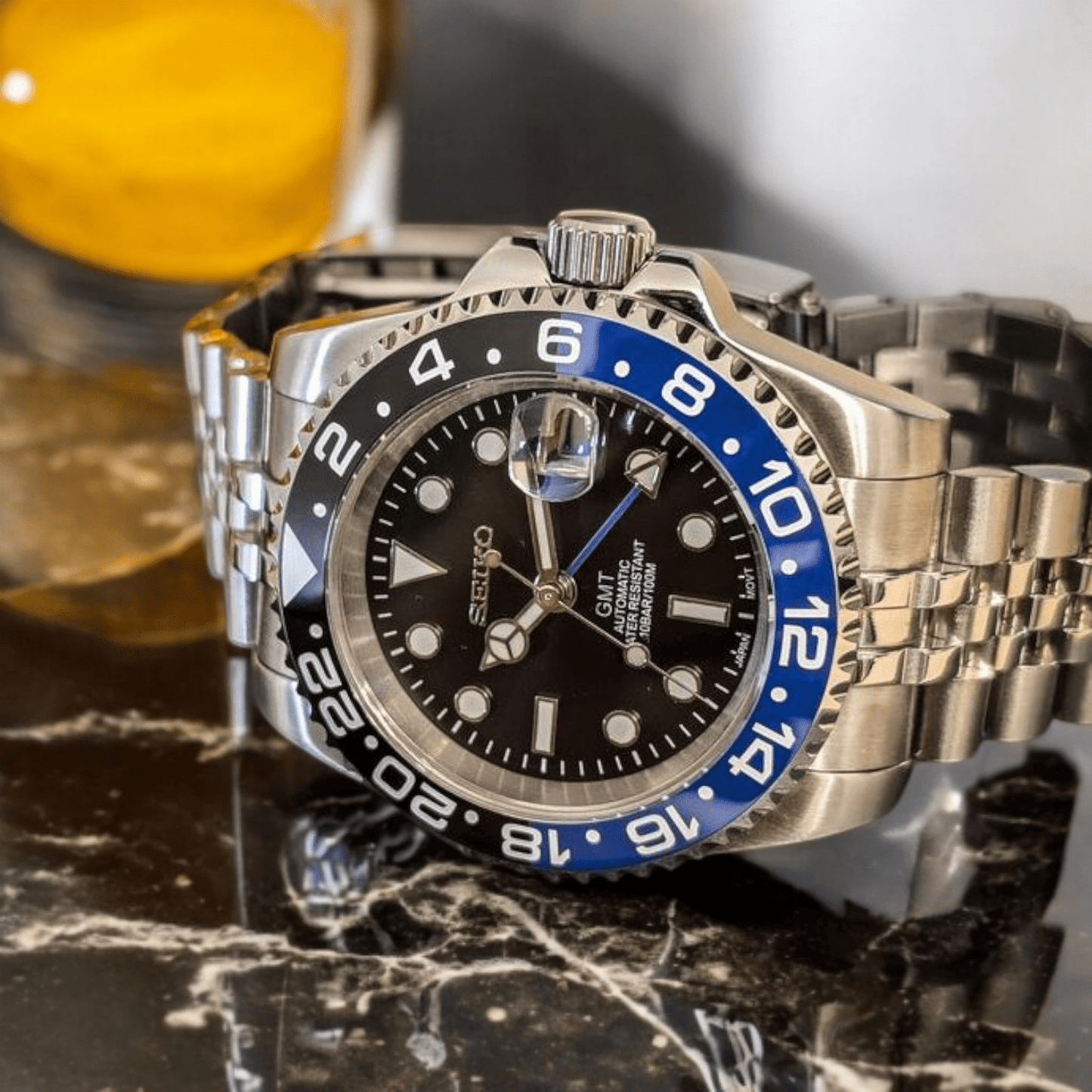 Custom Seiko Mod " Batman " GMT Series - Modtime 