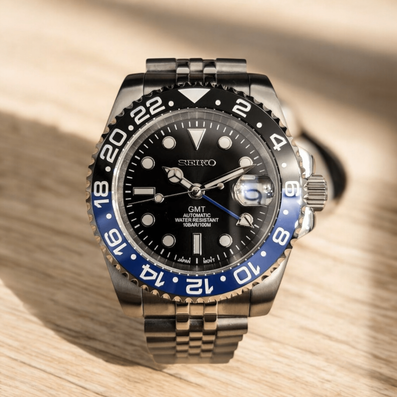Custom Seiko Mod " Batman " GMT Series - Modtime 