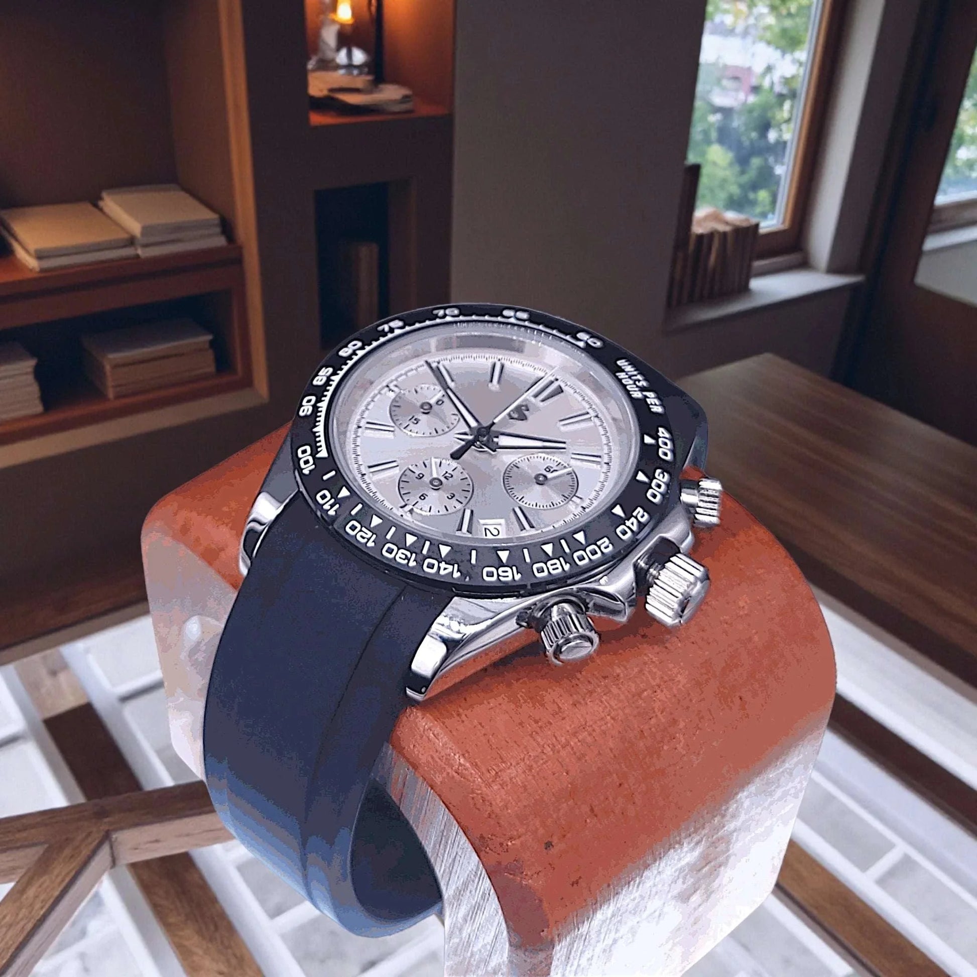 Grand Seitona Black White Panda Dial Seiko Mod Luxury Chronograph Watch