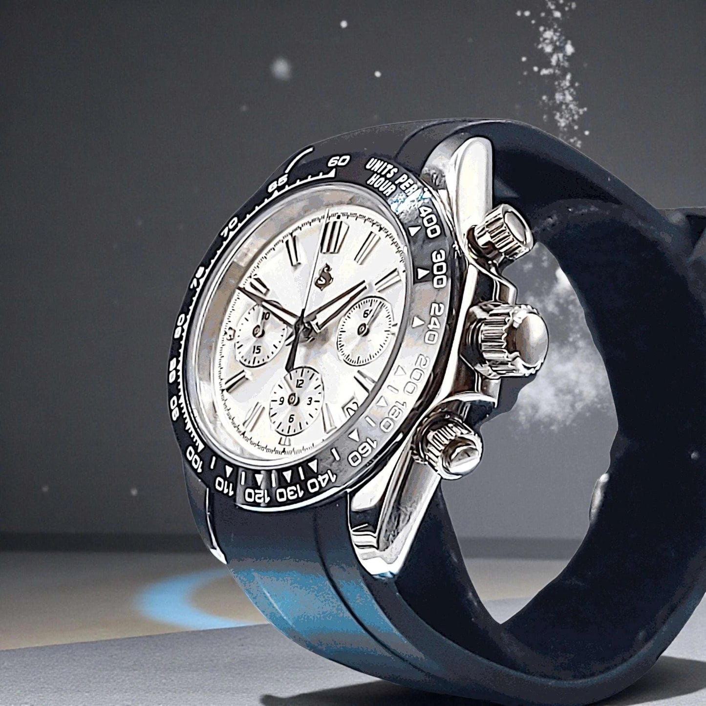 Grand Seitona Black White Panda Dial Seiko Mod Chronograph Watch