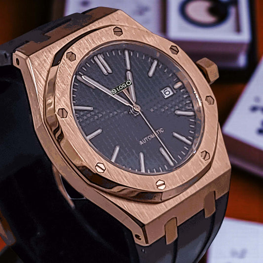 Heritage Oak Rose Gold Black Dial Mod - Modtime - MODTIME