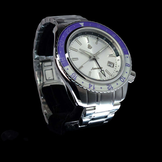 Modded Seiko Automatic GMT: Purple White Bezel - MODTIME