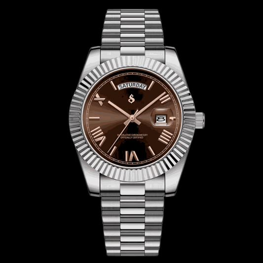 Modded S Day & Date Chocolate Dial Silver Series - Modtime - MODTIME