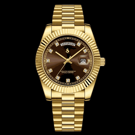 Modded S Day & Date Chocolate Gem Dial Rose Gold - Modtime - MODTIME