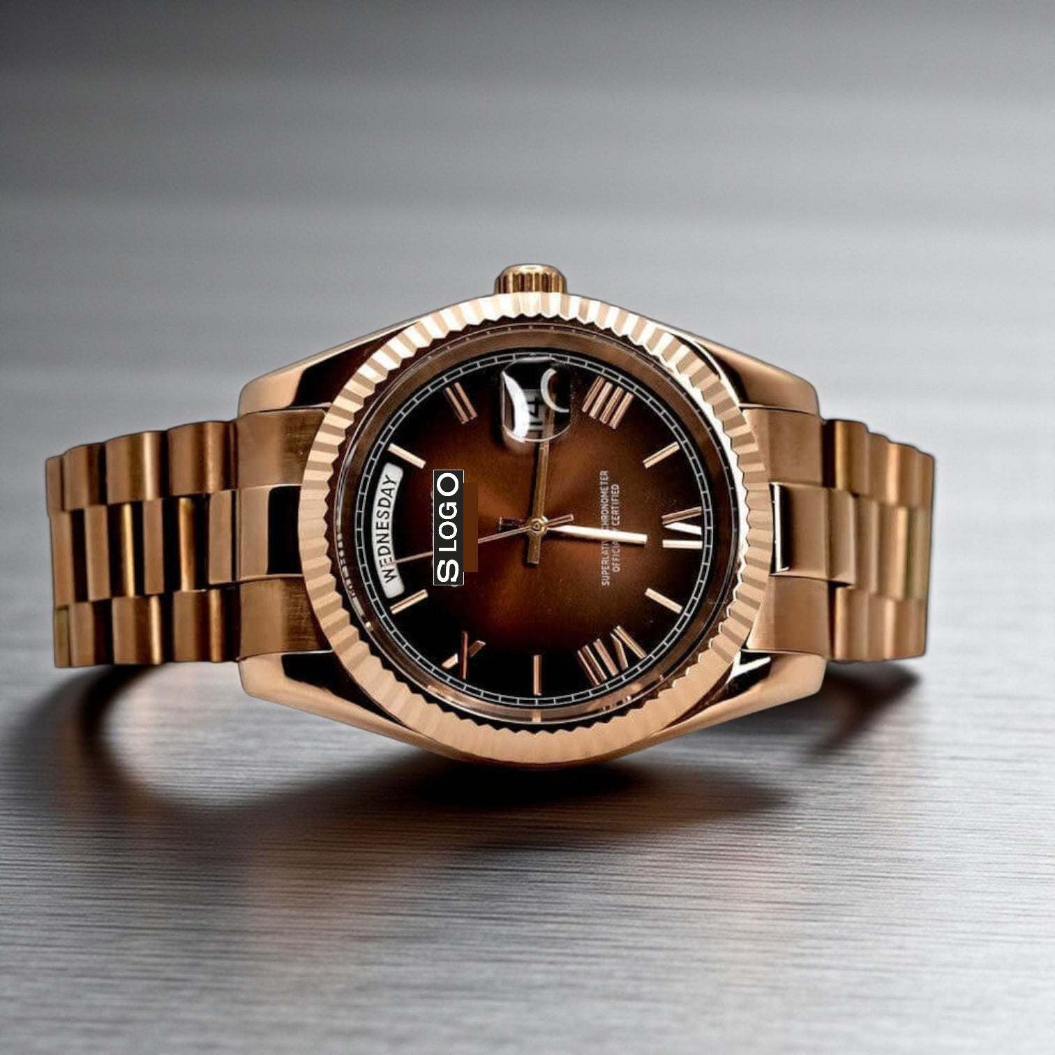 Modded Seiko Day & Date Roman Numerals Chocolate Dial Series