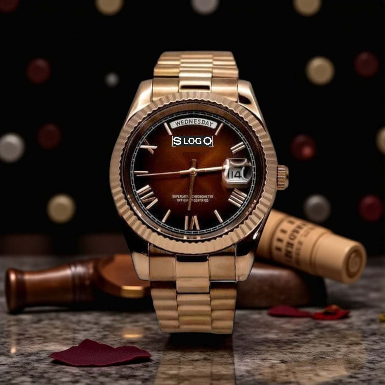 Modded Seiko Day & Date Roman Numerals Chocolate Dial Series