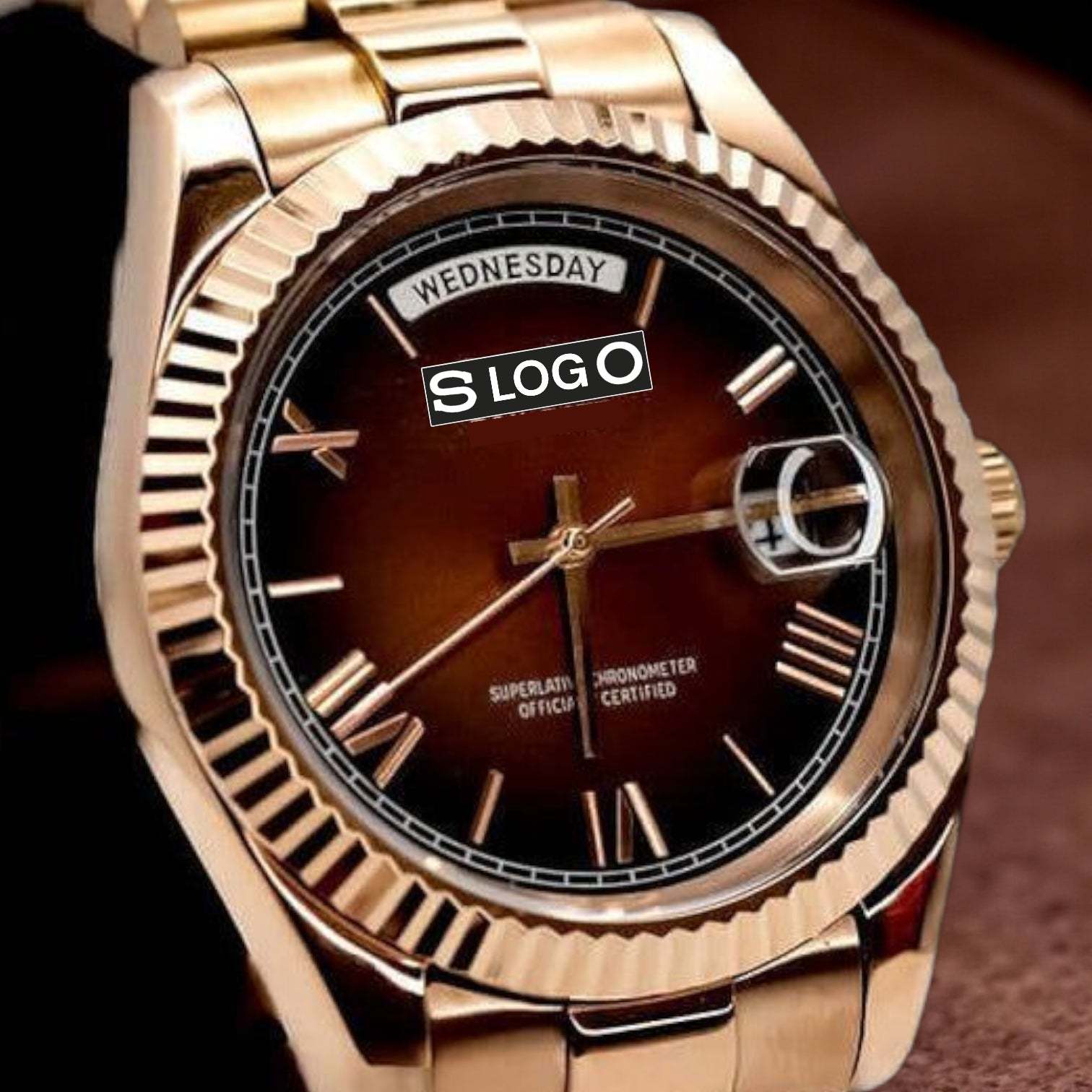 Modded S Day & Date Chocolate Roman Numeral Dial Series - Modtime - MODTIME