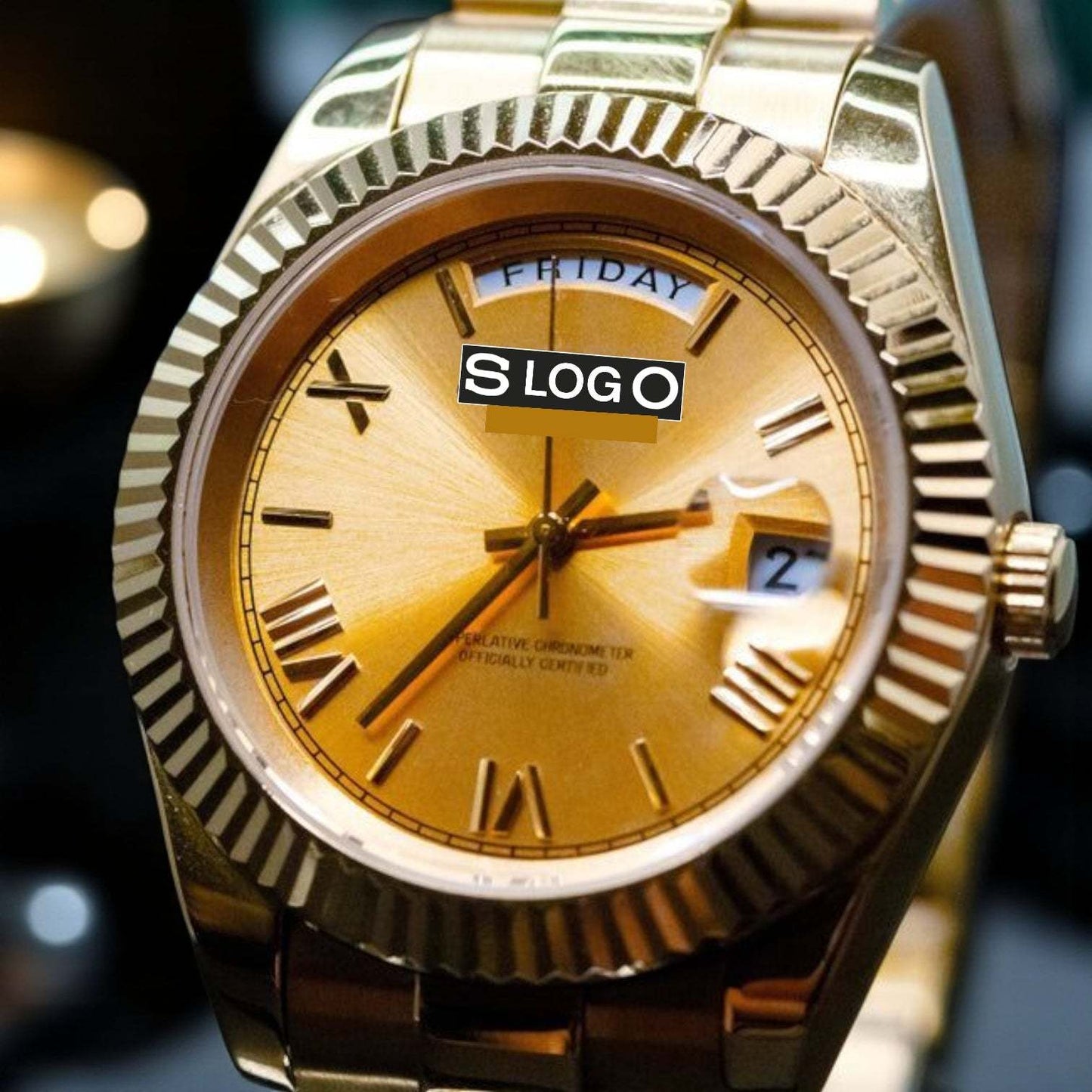 Modded Seiko DayDate Gold Roman Numeral Dial - Modtime Creations