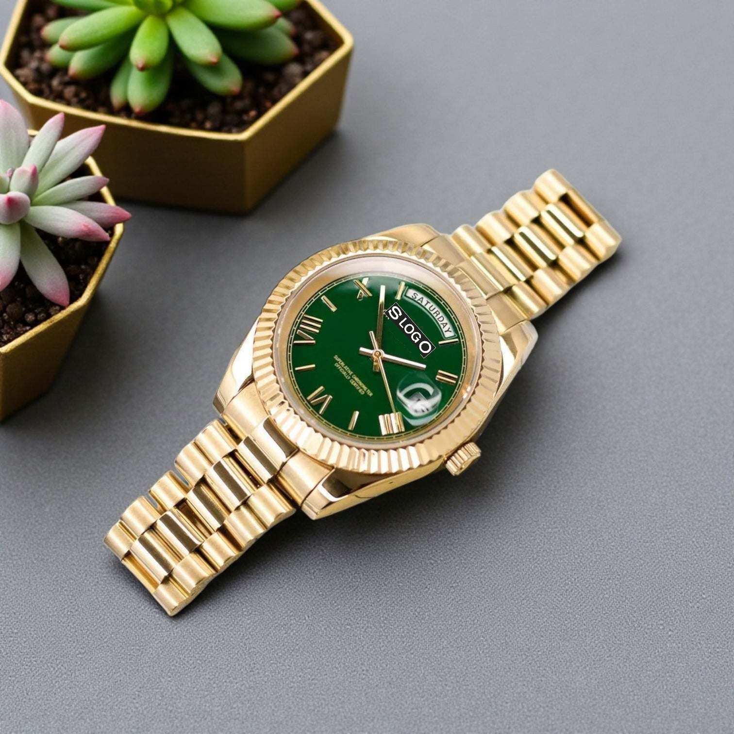 Modded Seiko DayDate Custom Series Green Dial - Modtime Creations