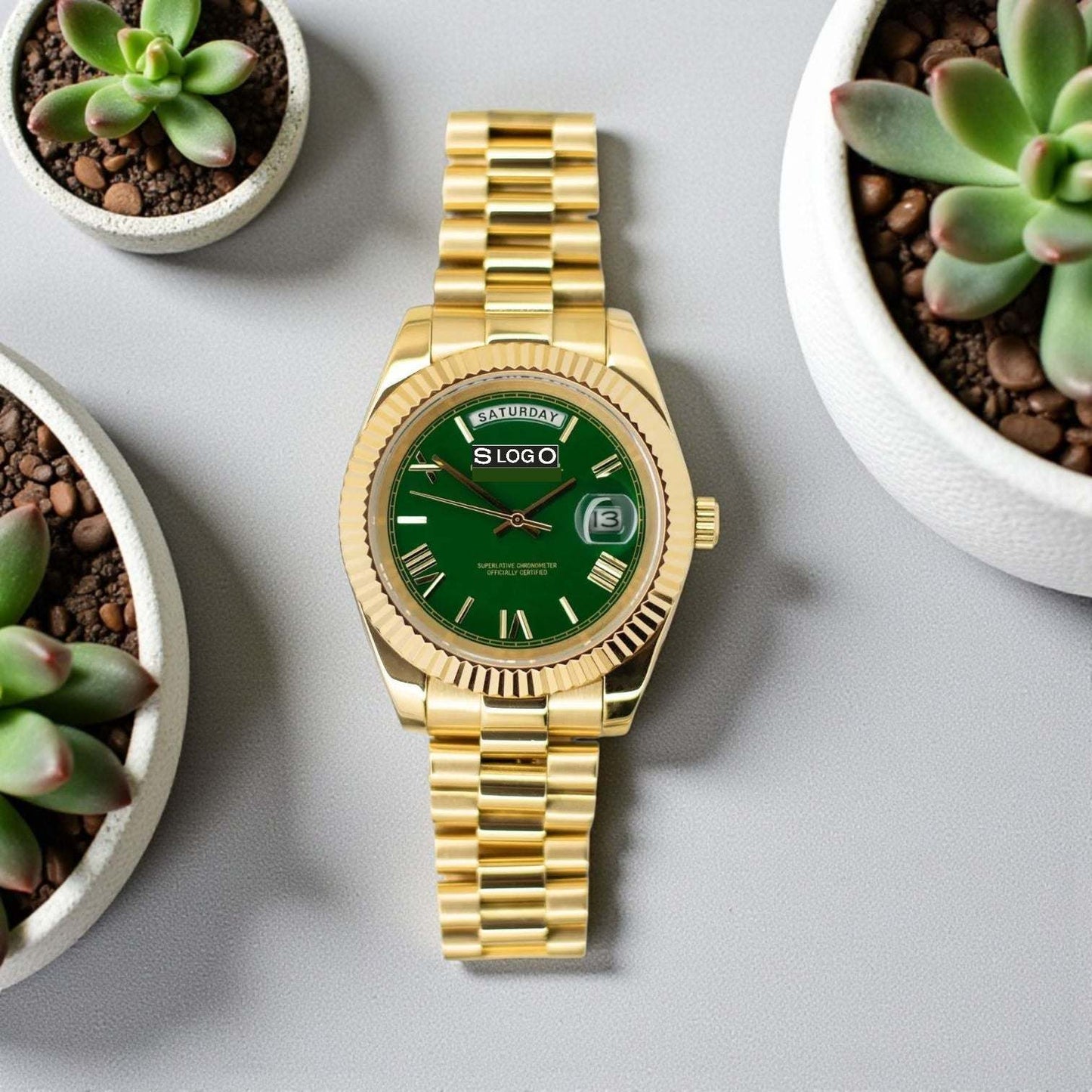 Modded Seiko DayDate Custom Series Green Dial - Modtime Creations