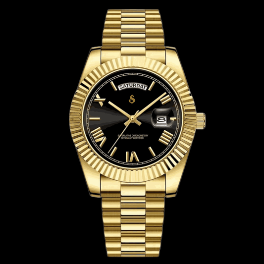 Modded S Day & Date Mod Black Gold Dial Series - Modtime - MODTIME