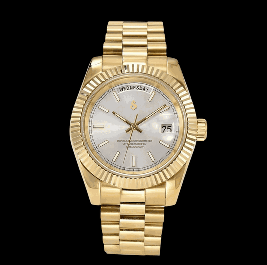 Modded S Day & Date White Dial Gold Series - Modtime - MODTIME
