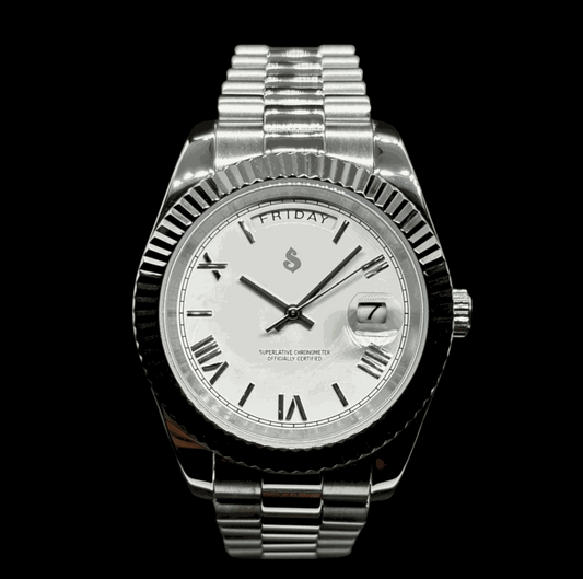 Modded S Day & Date White Dial Silver Series - Modtime - MODTIME