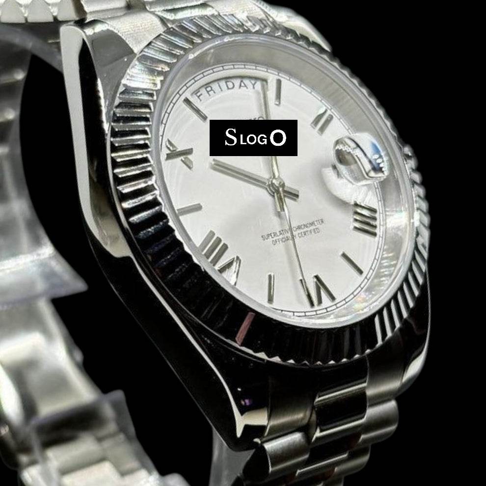 Modded Seiko DayDate White Dial Silver Series - Modtime Creations