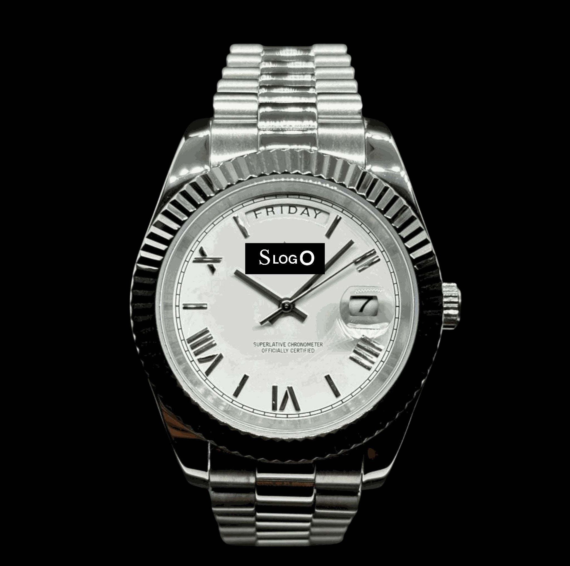 Modded Seiko DayDate White Dial Silver Series - Modtime Creations