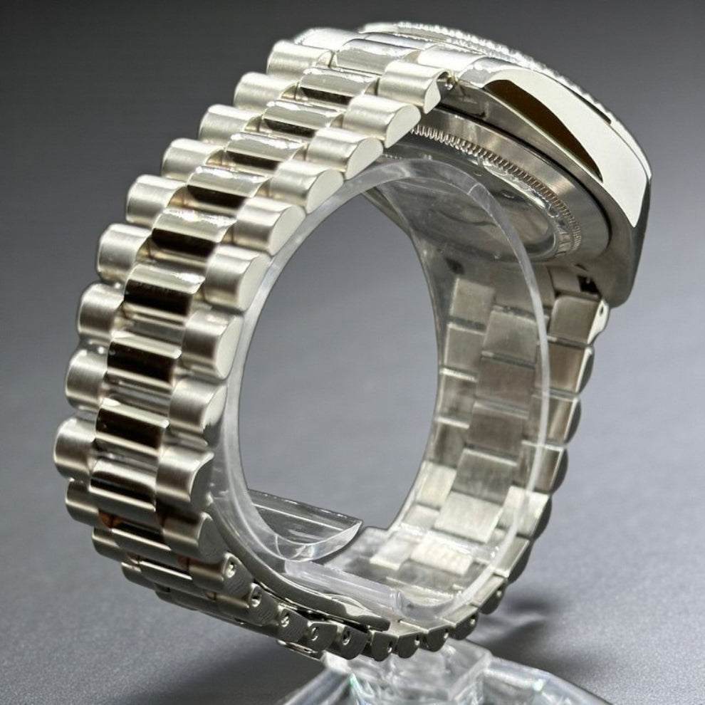 Modded Seiko DayDate Silver case and Bracelet Series - Modtime Creations