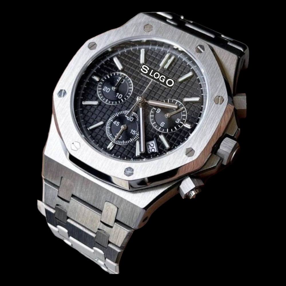 Modded Seiko Royal oak aka SeikOak Chronograph Series Black Dial - MODTIME Creations