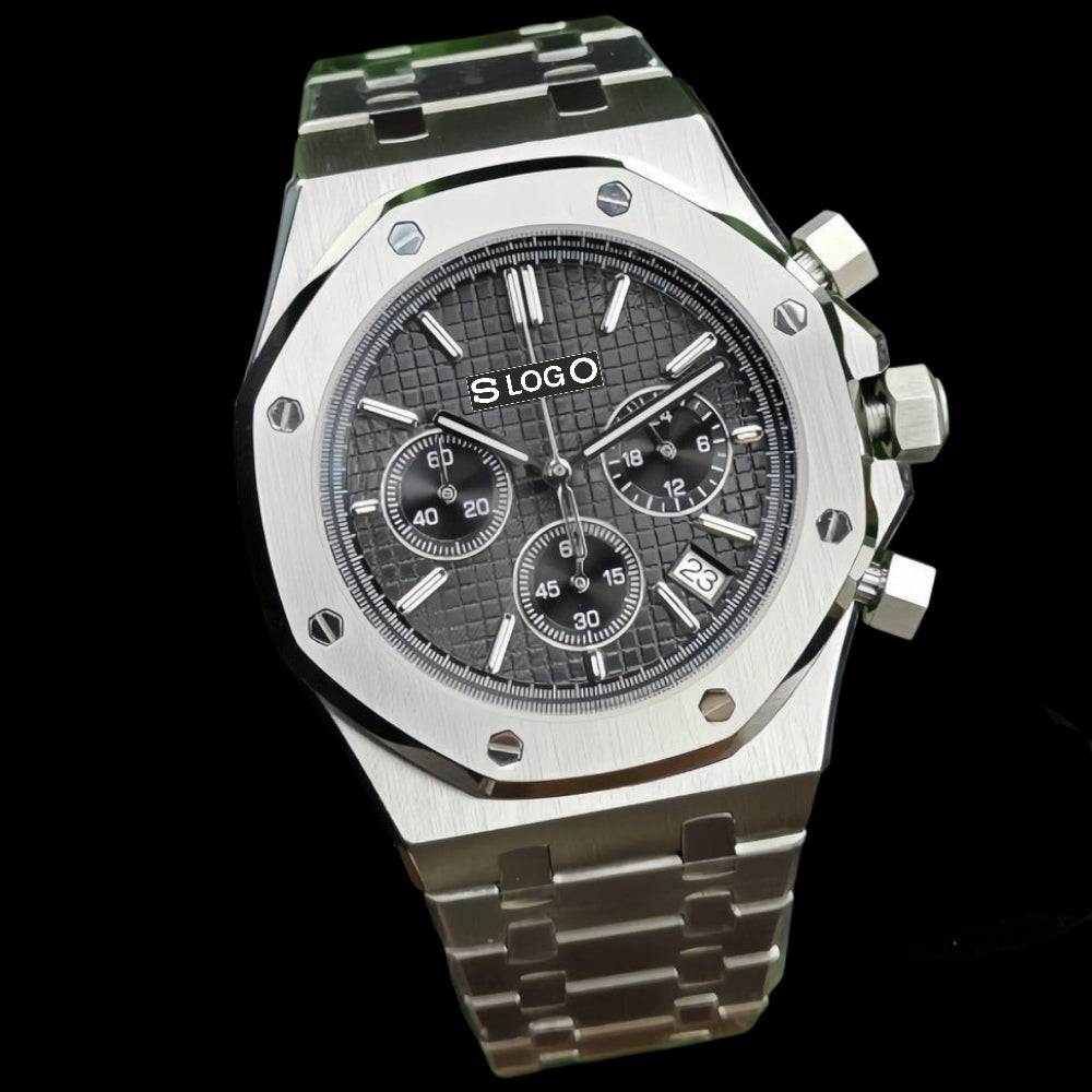 Modded Seiko Royal oak aka SeikOak Chronograph Series Black Dial - MODTIME Creations