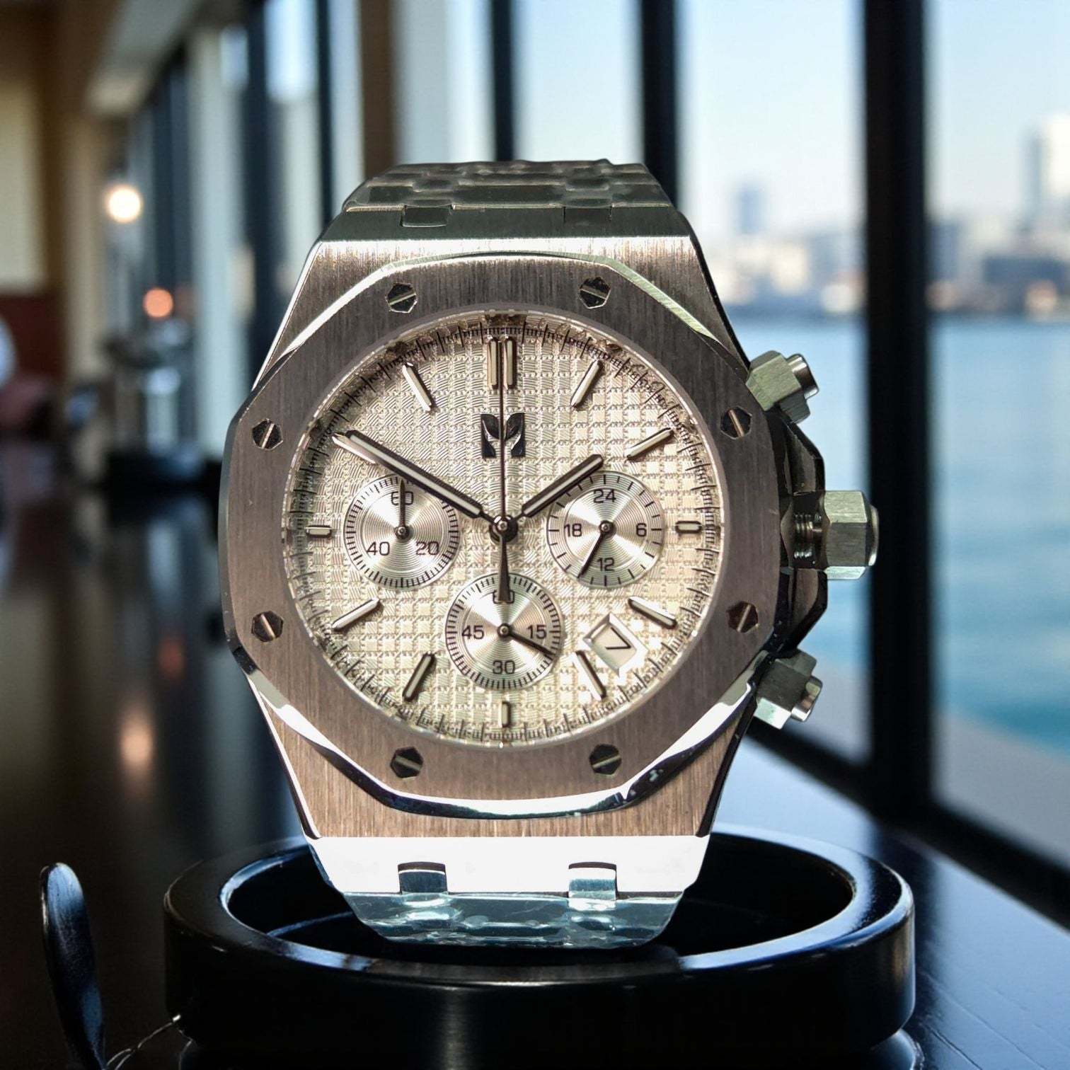 Modded Seiko Royal Oak aka SeikOak Chronograph Series White Dial - MODTIME Creations