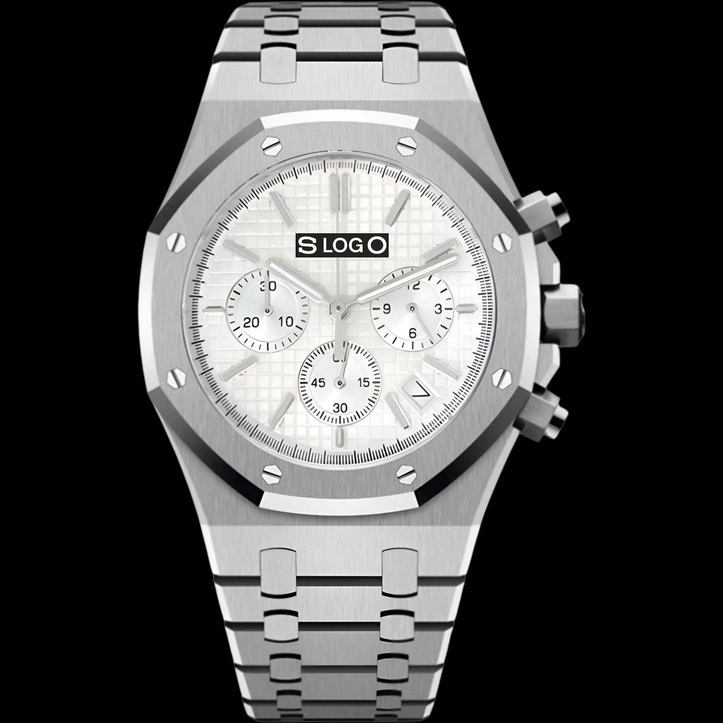 Modded Seiko Royal Oak aka SeikOak Chronograph Series White Dial - MODTIME Creations