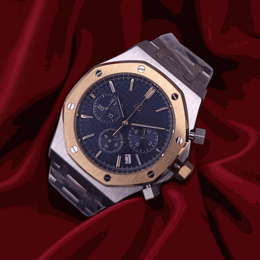 Modded Seiko Heritage "O" aka SeikOak Chronograph Two - Tone Blue Dial - MODTIME