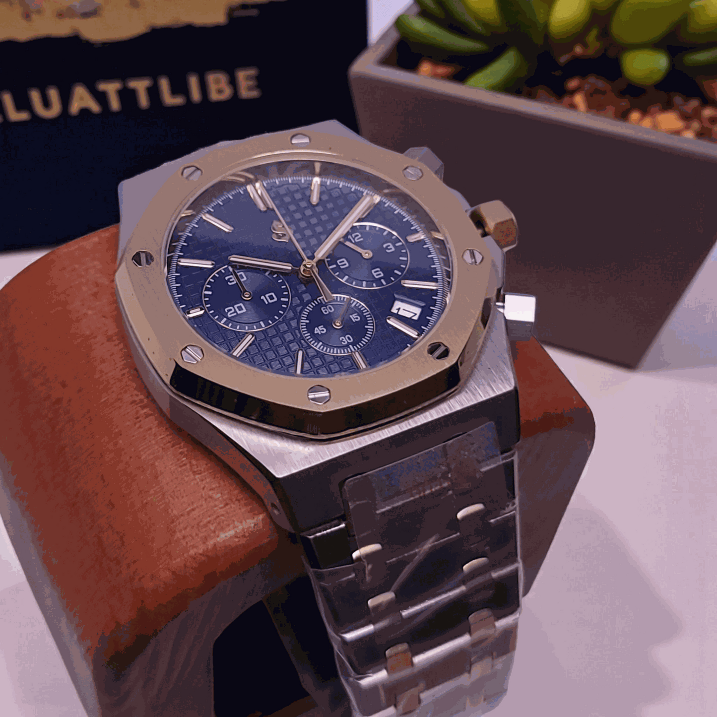 Modded Seiko Heritage "O" aka SeikOak Chronograph Two - Tone Blue Dial - MODTIME