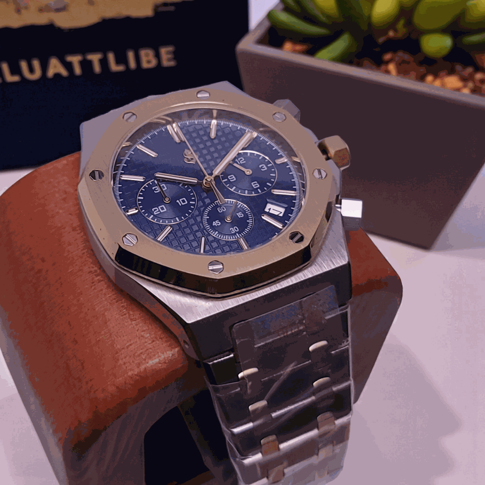 Modded Seiko Heritage "O" aka SeikOak Chronograph Two - Tone Blue Dial - MODTIME