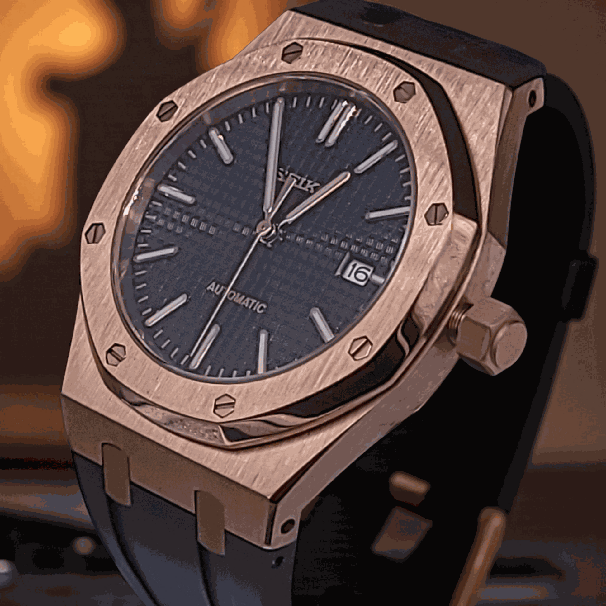 Modded S Heritage "O" Rose Gold Black Dial - Timeless Design - MODTIME