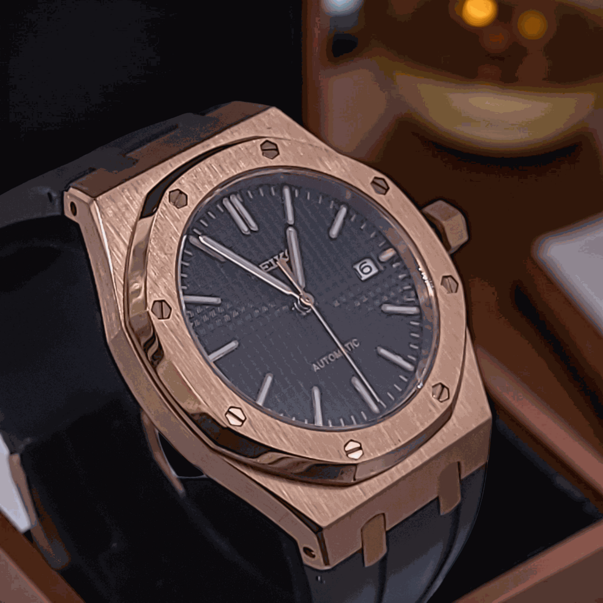 Modded S Heritage "O" Rose Gold Black Dial - Timeless Design - MODTIME