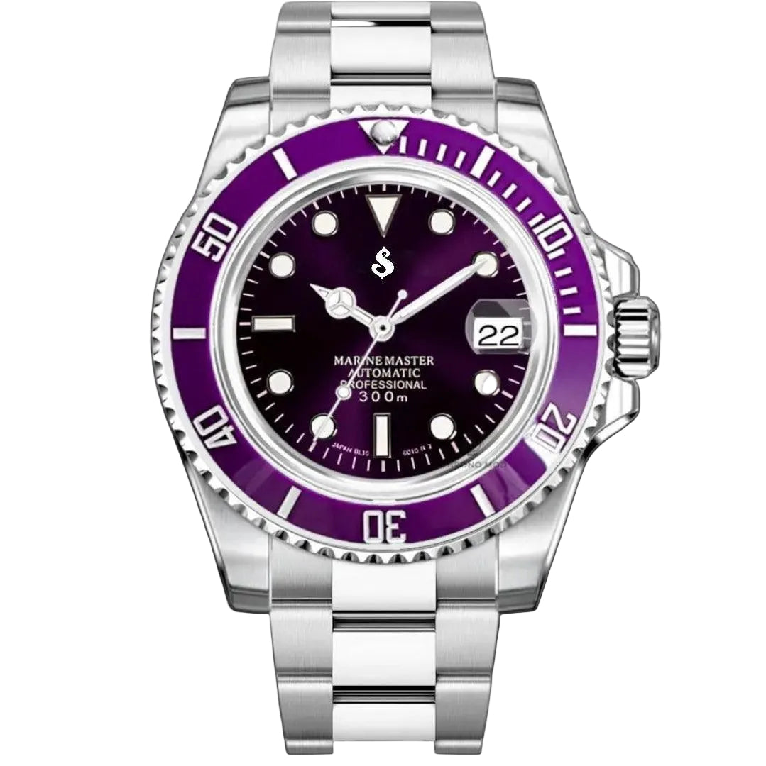 Modded Seiko Custom Purple Black Mariner Diver - Modtime – MODTIME