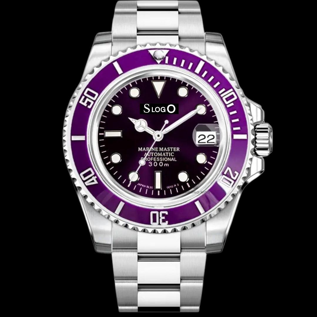 Modded Seiko Watch Submariner aka Seikomariner Diver Purple Joker - Modtime Creations