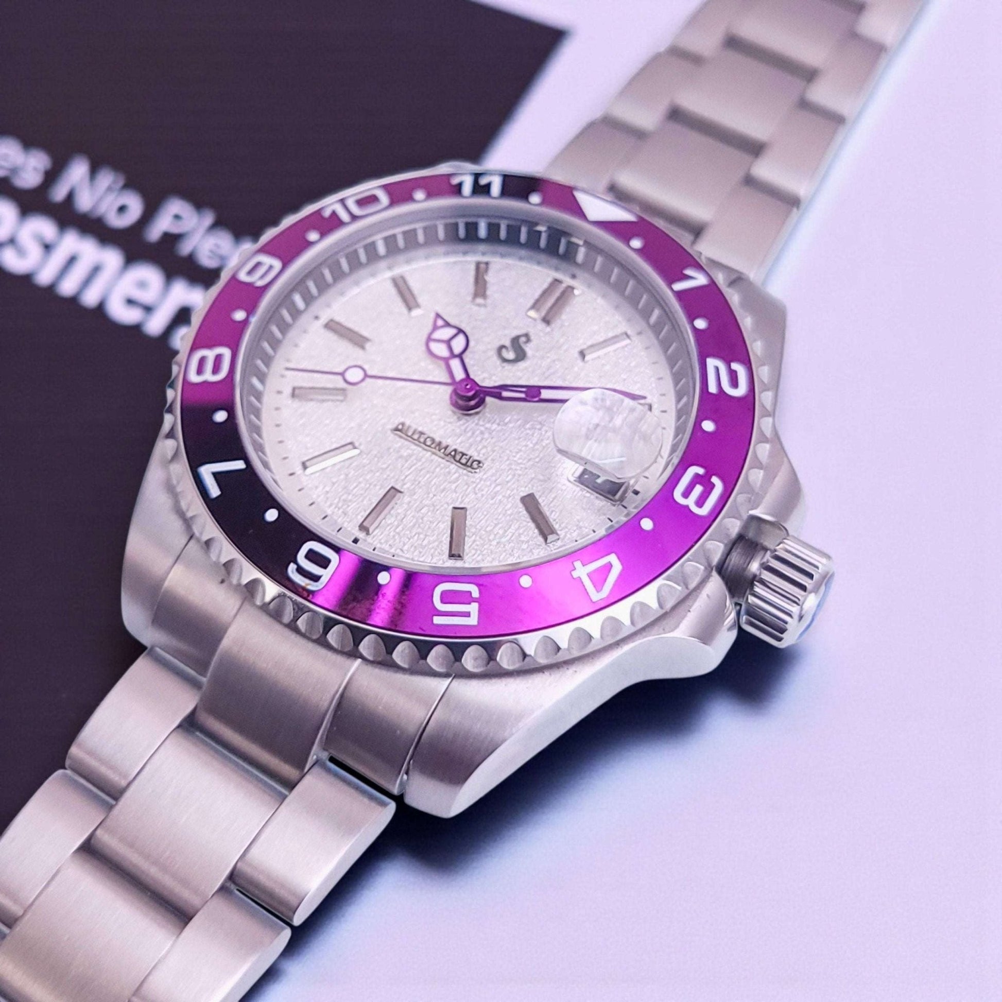Modded Seiko Submariner Purple White Joker Sub Diver - Modtime
