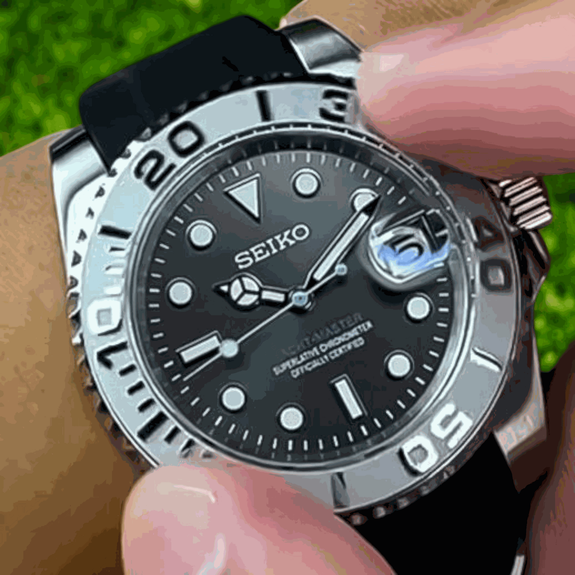 Modded Seiko Black Silver YachtmasterDiver Series - MODTIME