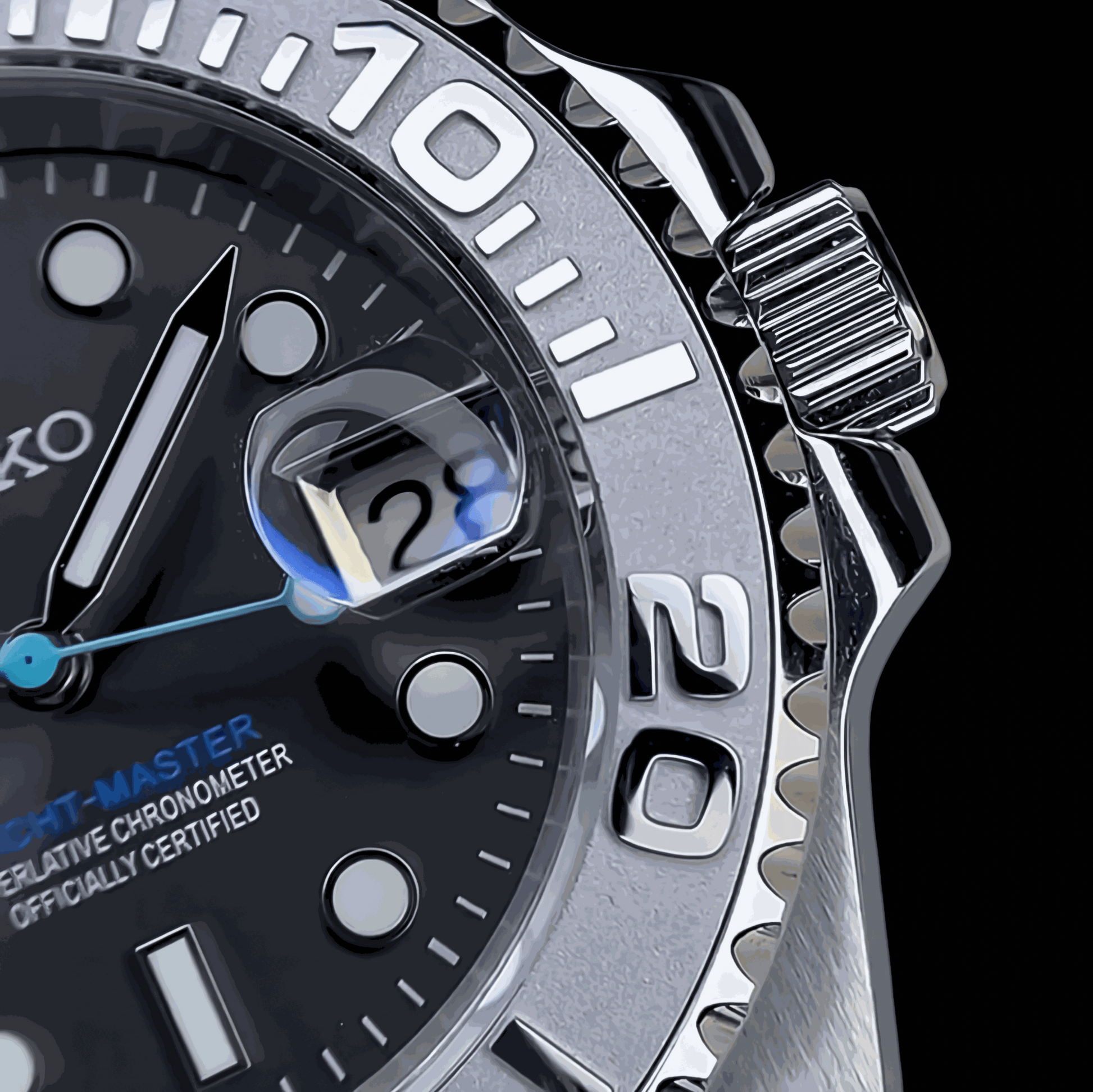 Modded Seiko Black Silver Yachtmaster Diver Series - MODTIME