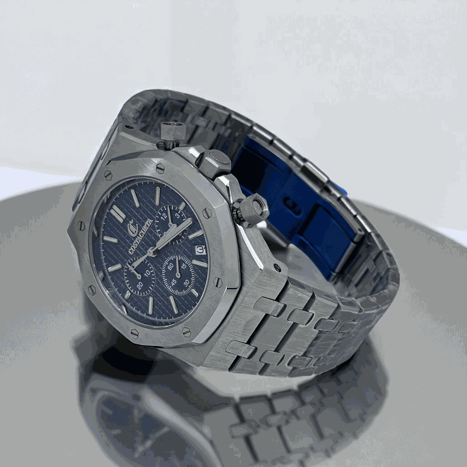 Modded Seiko Oak Custom Chrono Series Blue Dial - Modtime - MODTIME