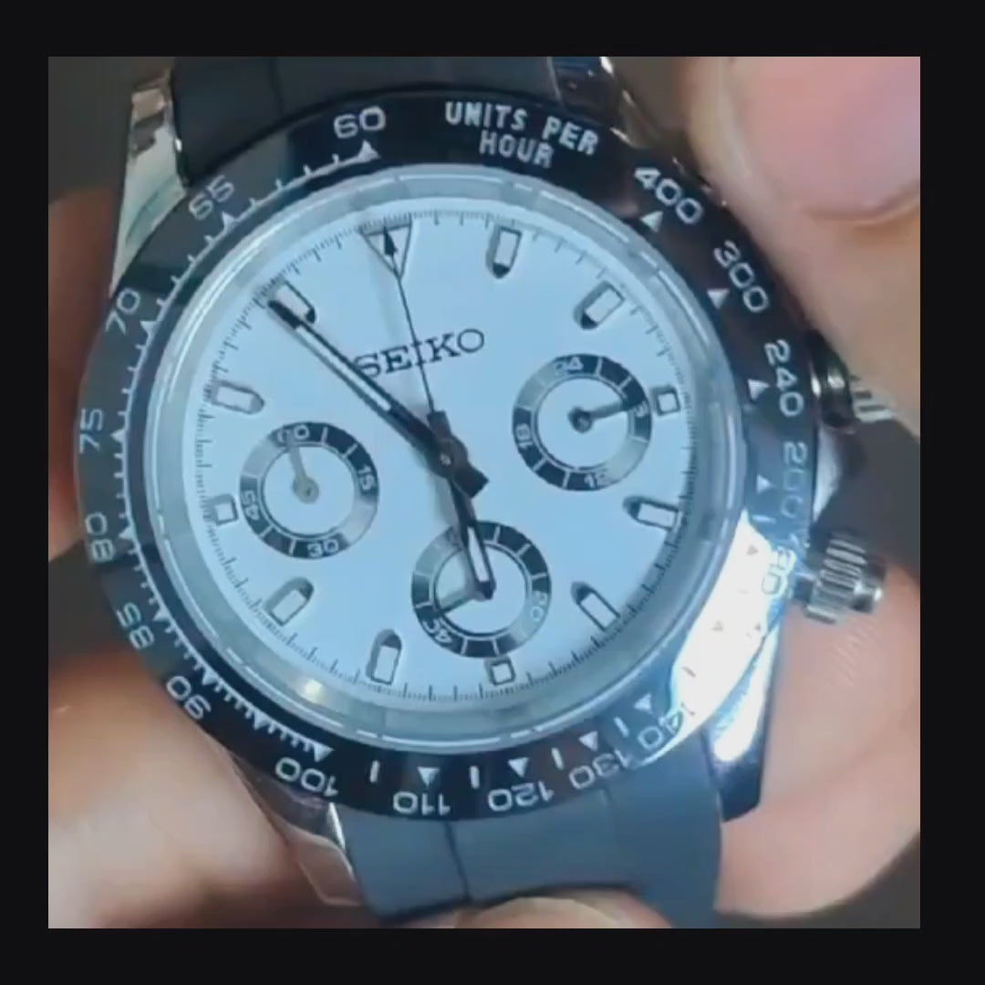 A close up video of a Seiko Mod Panda being showcased 