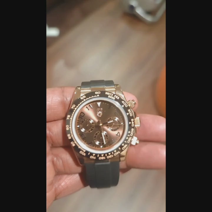Seiko Mod Daytona Homage Stainless Steel Gold Chocolate Dial