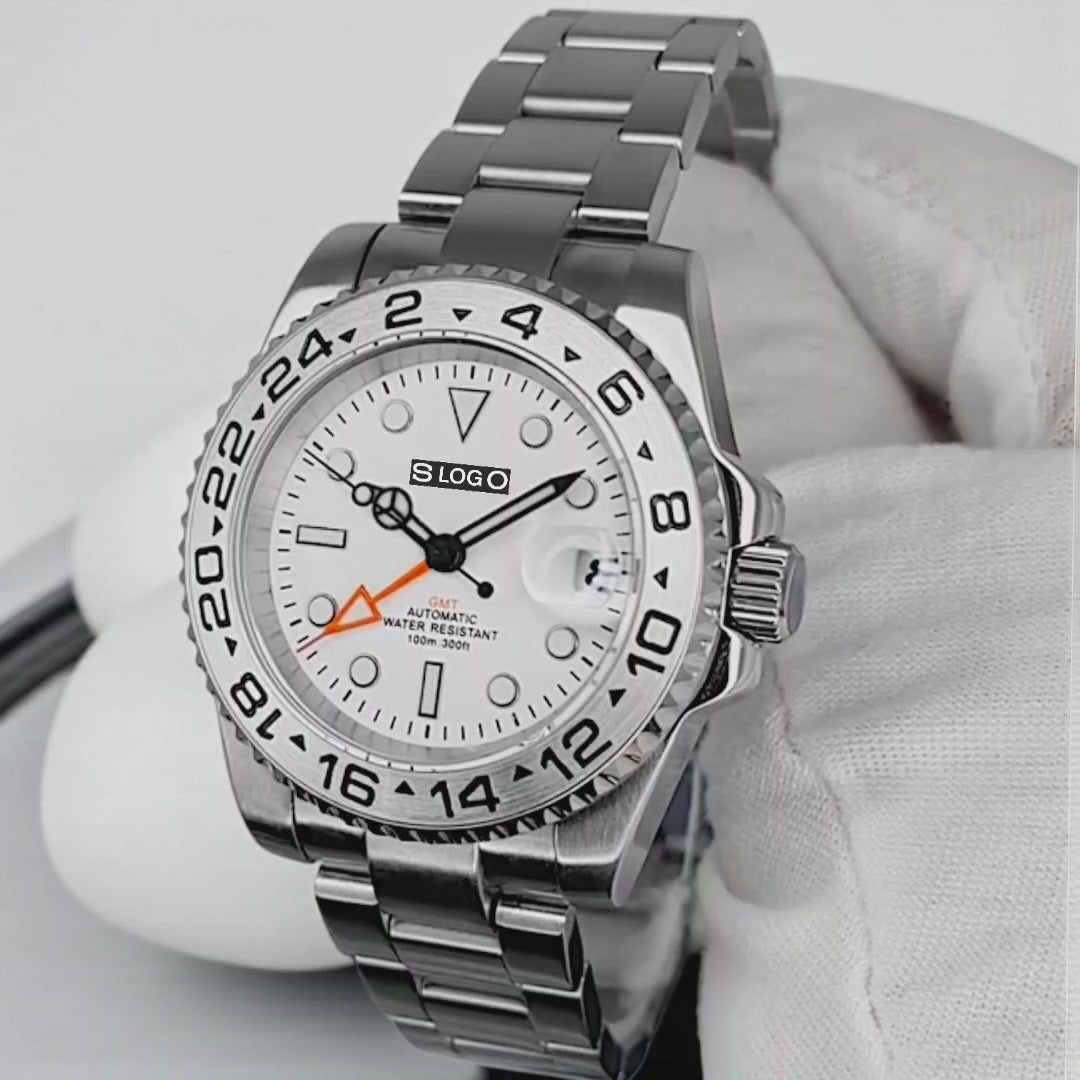 Seiko Mod GMT White Dial Submariner Brushed Nickel Series