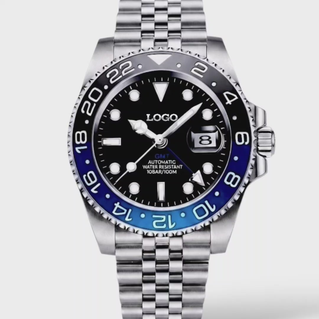 Seiko Mod watches Submariner GMT Batman Black Blue Bezel bulit by Modtime Creations 