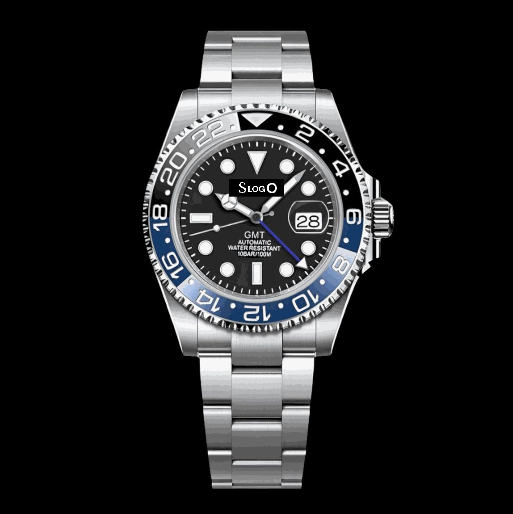 Close up video of a Seiko Mod GMT Batman 