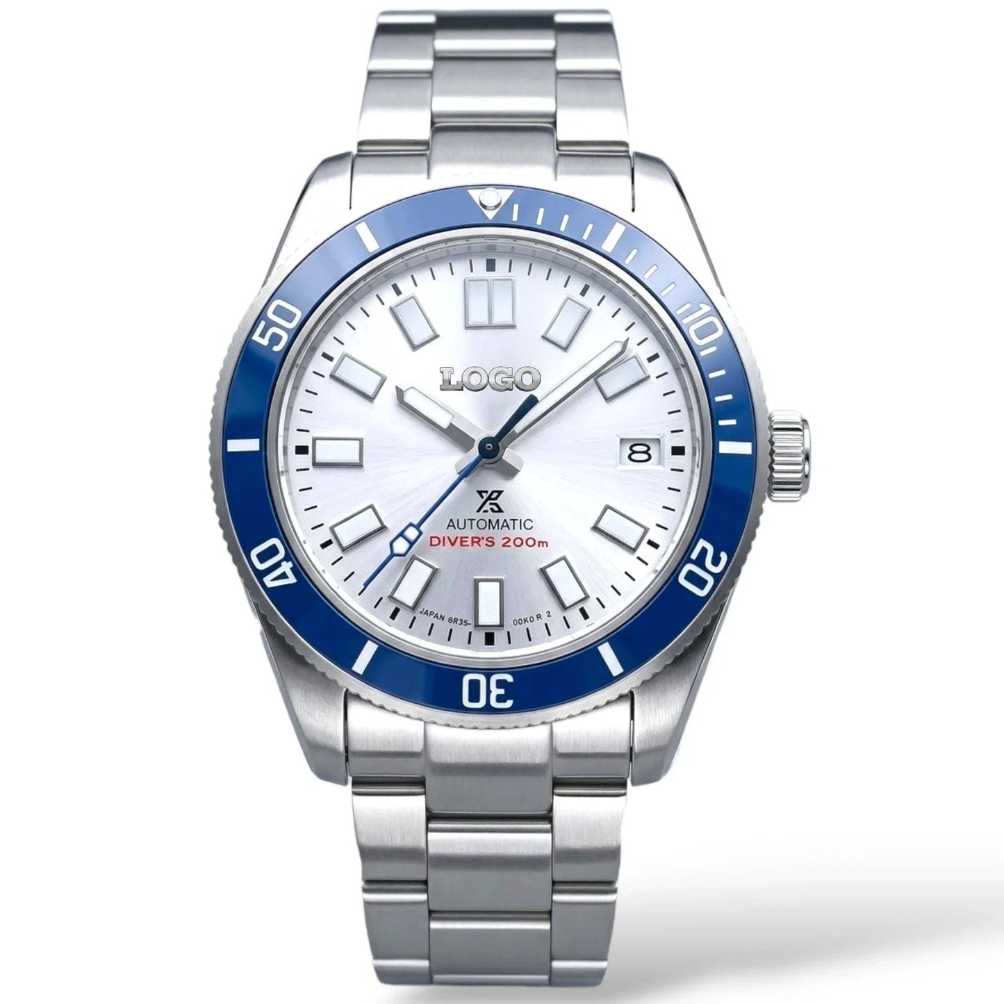Seiko Mod watches Tudor Pelagos submariner fusion with Blue Bezel and white dial built by Modtime Creations 
