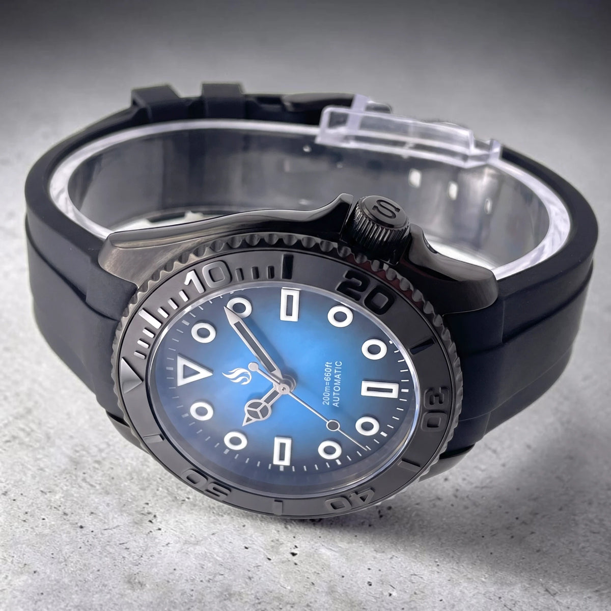 SeikMaster Black Blue "Super Lume" Dial Diver Mod Watch Series - Modtime Creations