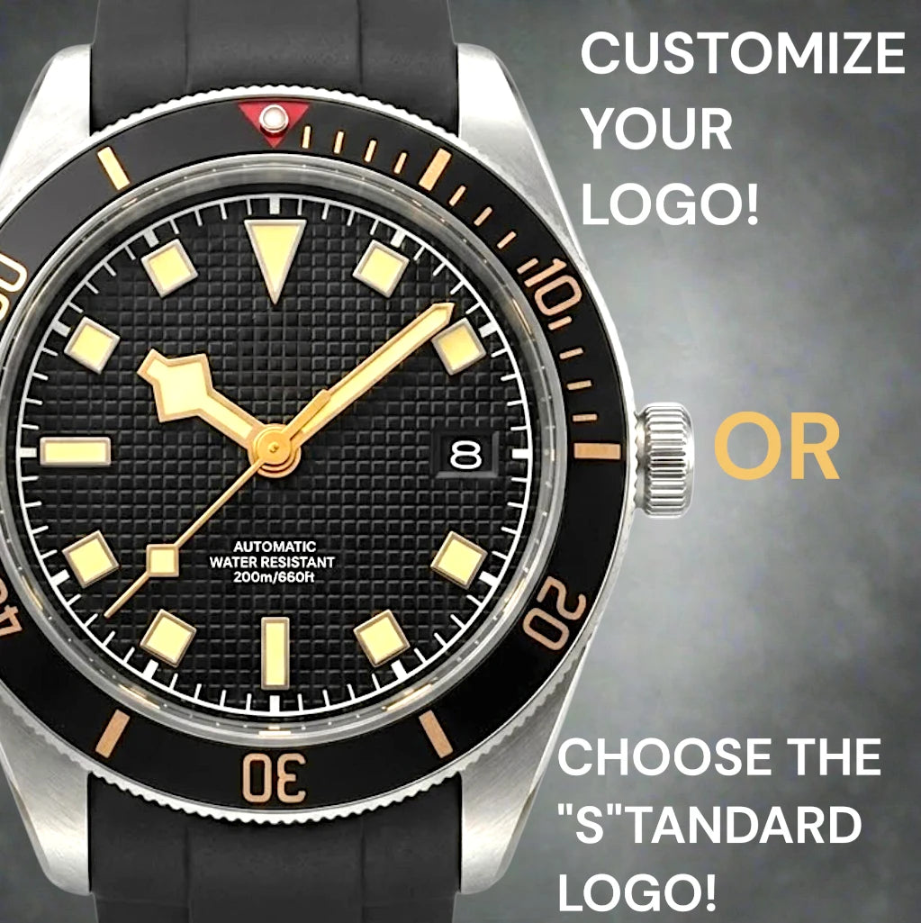 Vintage 39 MM Gold Black Textured Dial Watch Mod Watch Series - Modtime Creations