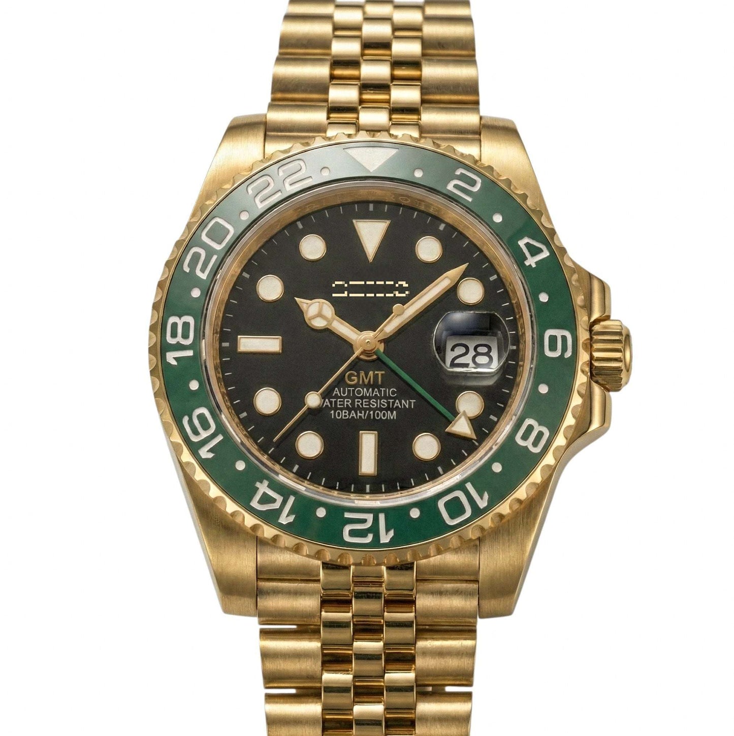 SeikMariner GMT Gold Starbucks Mod by Modtime with stainless steel case and ceramic bezel luxury Seiko Mod watch