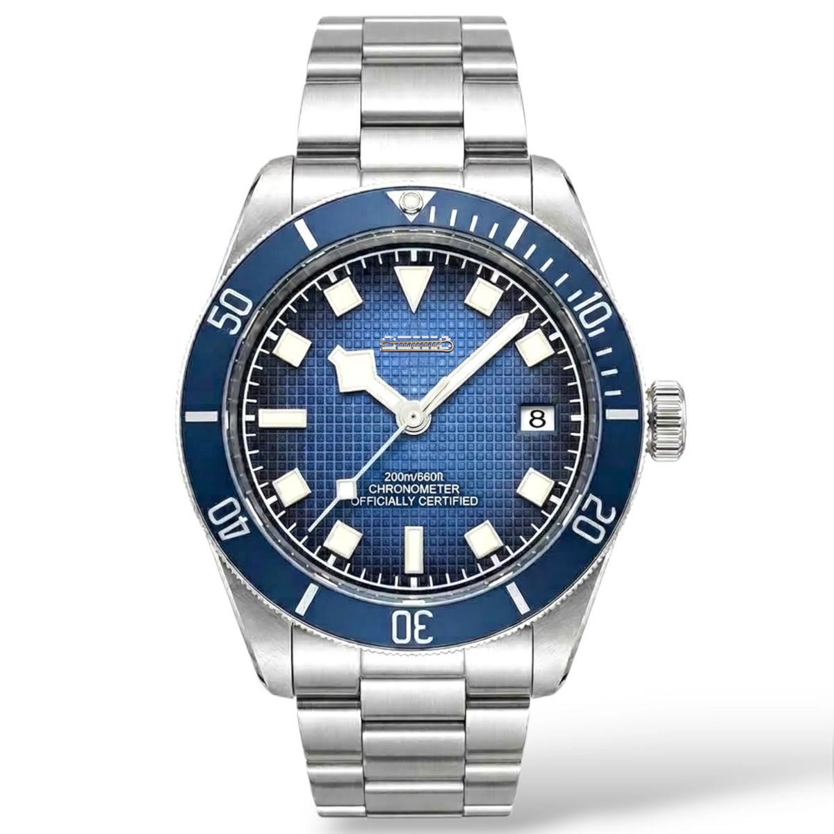Vintage 39 MM Textured Blue Dial Mod Watch Series - Modtime Creations