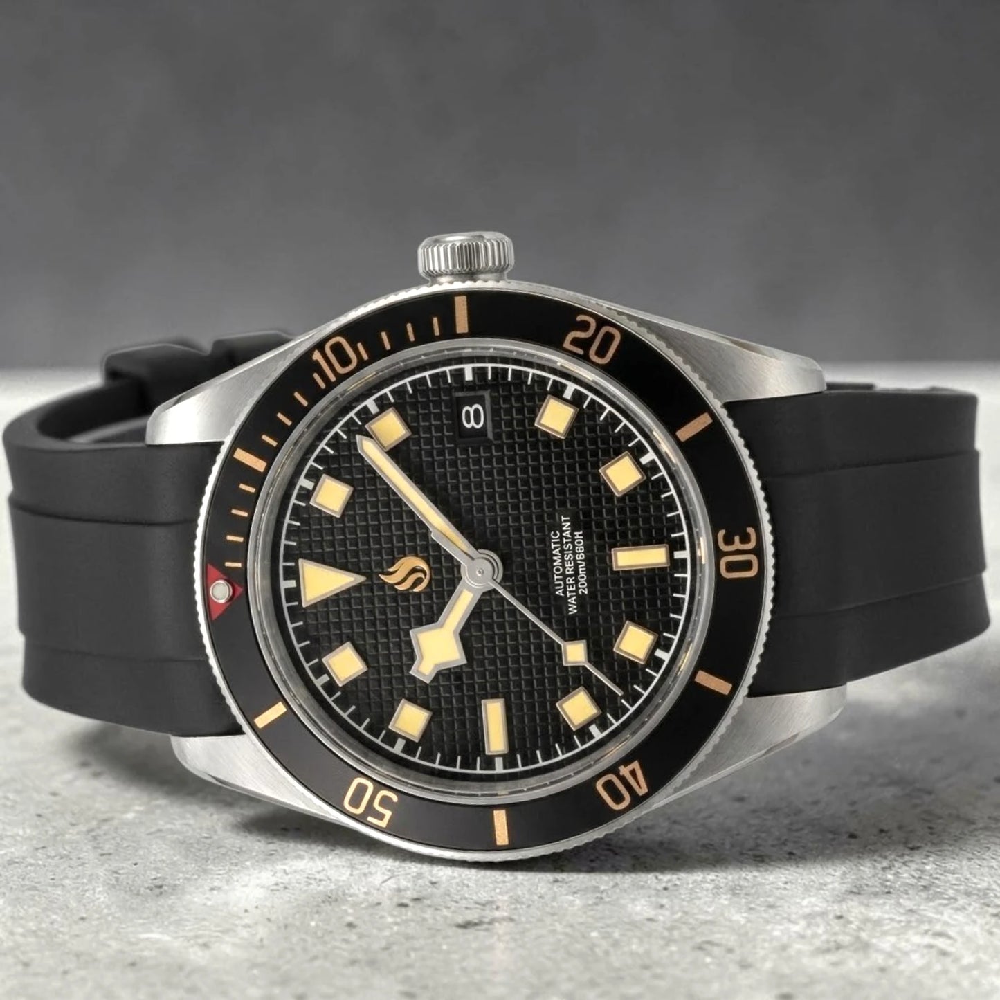 Vintage 39 MM Gold Black Textured Dial Watch Mod Watch Series - Modtime Creations