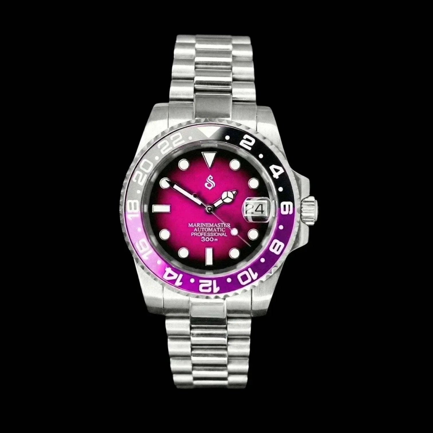Seiko Mod Submariner Joker " Mod Series - Fuchsia Purple Dial - Modtime with NH35 automatic movement